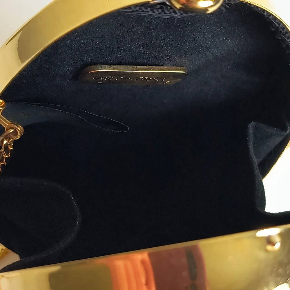 inge Christopher Oval Gold Evening Clutch Y2K Vintage Exquisite